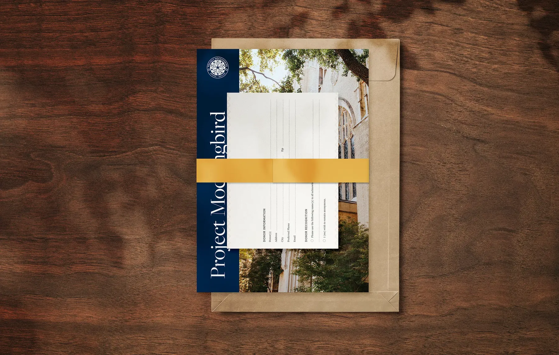 Project Mockingbird folder with printed campaign collateral
