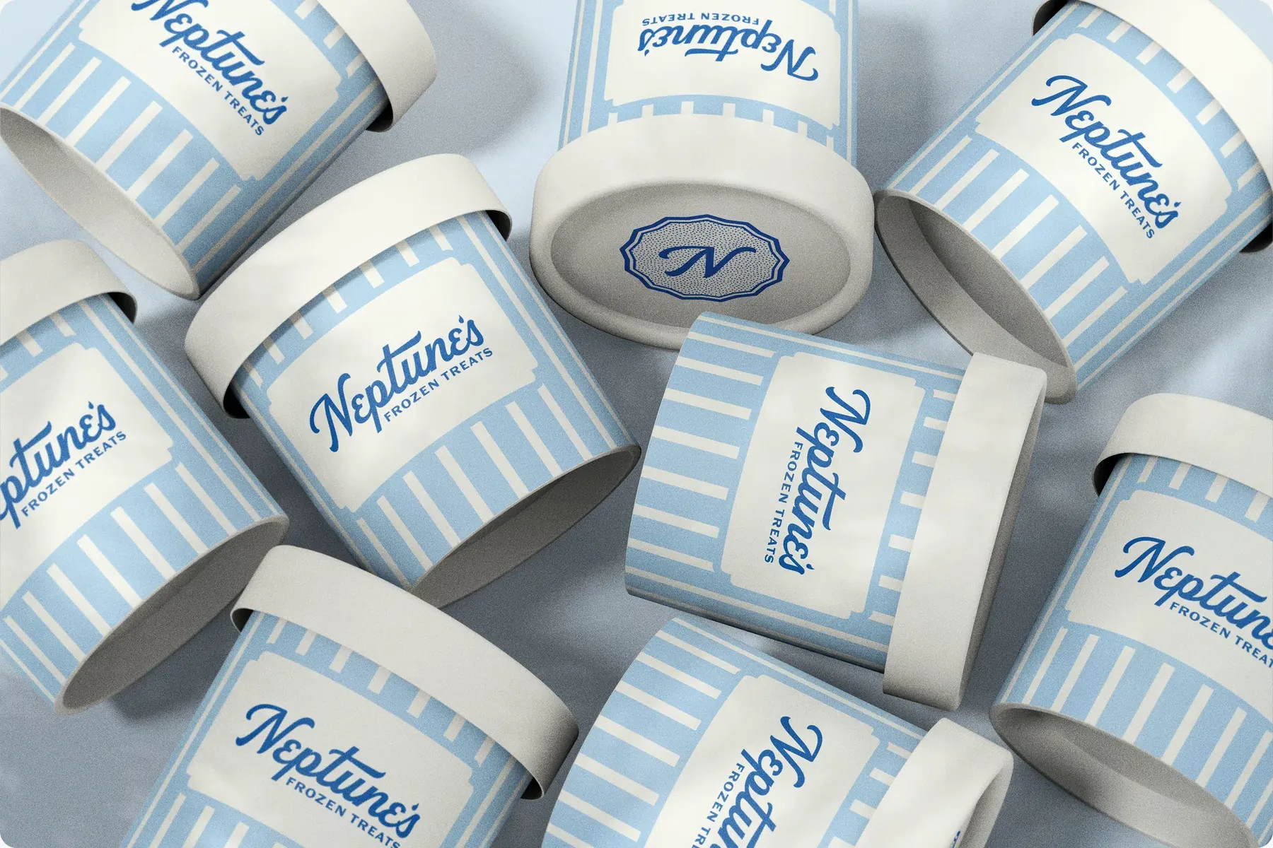 Neptune’s Frozen Treats cups arranged in a pattern